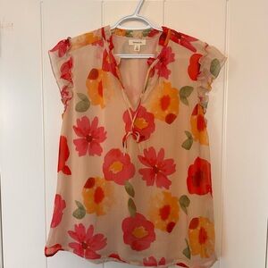 Tamara H Floral Sheer Blouse - Pink and Orange